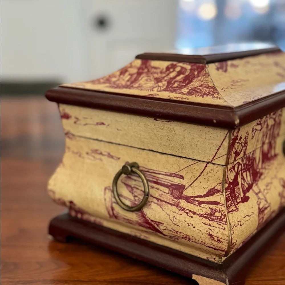 Old World Design, Red French  Vintage Style Treasure/Jewelry/Money Box